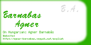 barnabas agner business card